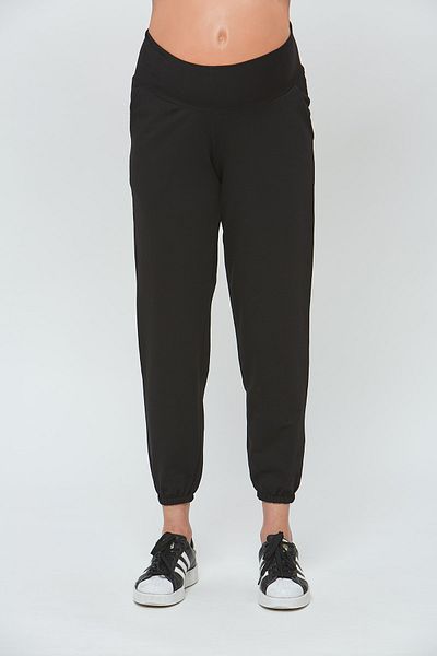 Motherway Women's Black Cotton Maternity Sweatpants