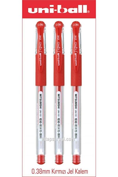 UNİ-BALL Uniball Signo Dx 0.38 Mm Kırmızı Jel Kalem 3 Adet Um-151