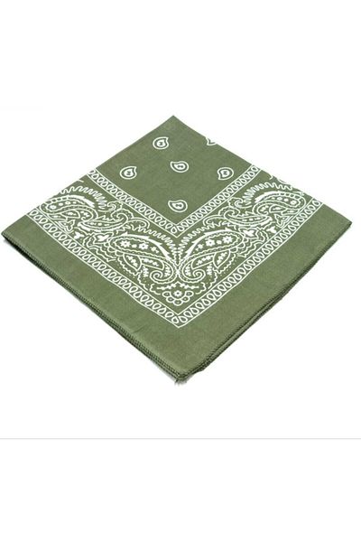 Askıcı Unisex Khaki Ethnic Patterned Cotton Bandana