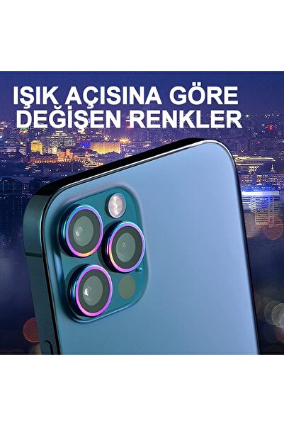 HyperAge Iphone 13 Pro Max & 13 Pro Compatible Aluminum Frame 3D Camera Lens Protector - Colorful [Set of 3]