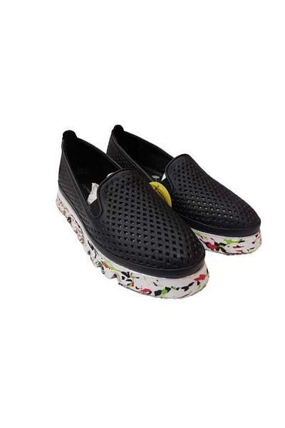 Mammamia Women's Daily Black Genuine Leather Colored Sole Shoes