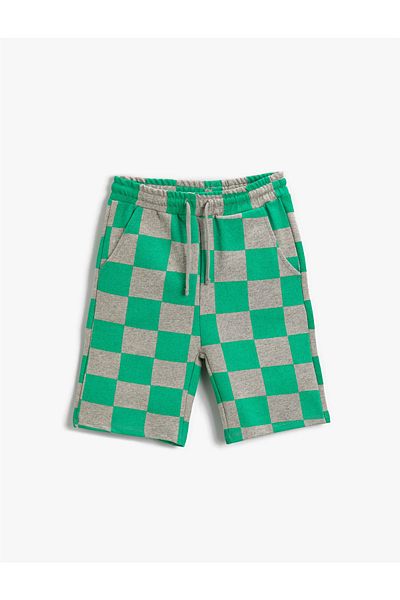 Koton Karierte Shorts über dem Knie mit elastischem Bund