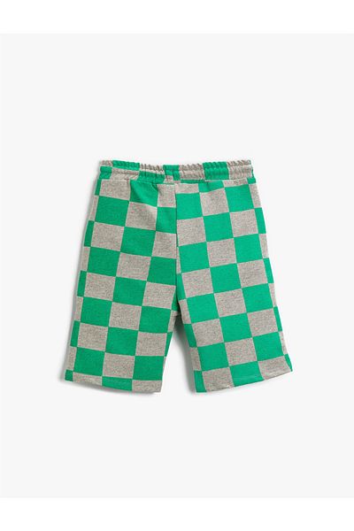Koton Karierte Shorts über dem Knie mit elastischem Bund