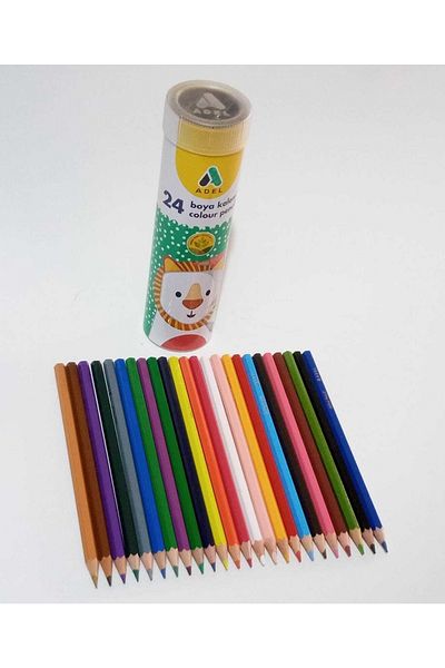 Adel Full Size 24 Colors Crayons Metal Tube
