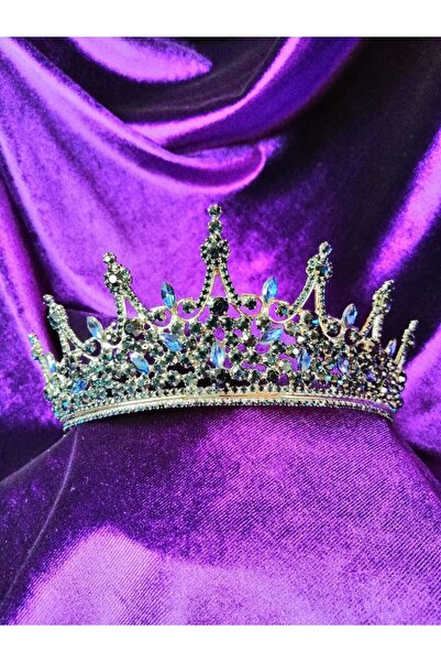 YAĞIZ BİJUTERİ تاج الزفاف فينيسيا من حجر الكريستال الأزرق الداكن