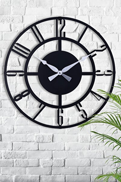 Muyika Design Duvar Saati 70cm Sessiz Mekanizma Siyah Metal Kasa Modern Büyük...