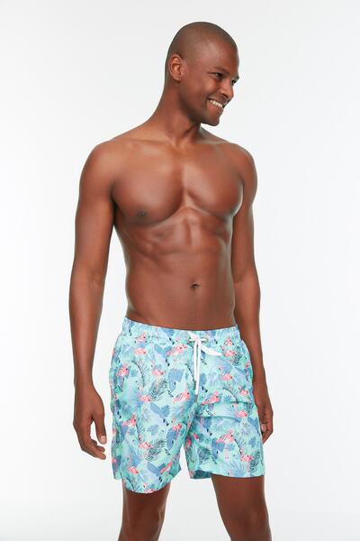 Trendyol Collection Tropical Mint printed Swimsuit - Sea Shorts TMNSS21DS0034