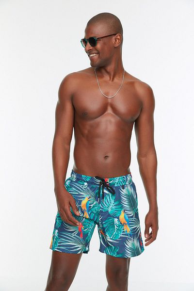 Trendyol Collection Mehrfarbiger Badeanzug mit tropischem Print - Sea Shorts TMNSS20DS0017