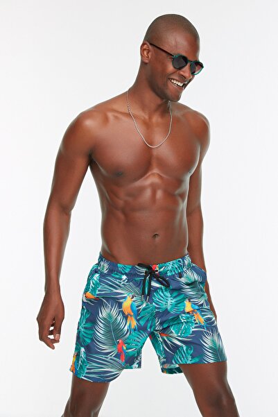 Trendyol Collection Vícebarevné plavky s tropickým potiskem - Mořské šortky TMNSS20DS0017