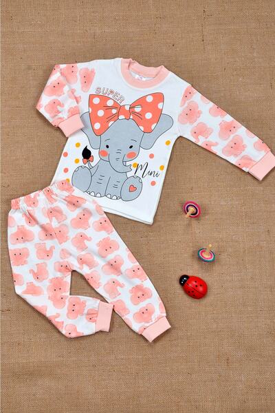 BAVVİER طقم بيجامة قطن 100% بتصميم الفيل الصغير من 1 إلى 3 سنوات