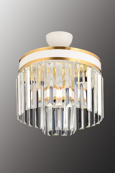 KUZEY AYDINLATMA Nesil 4 Lü 2 Katlı Beyaza Gold Yaldızlı 30 Luk Salon Avize