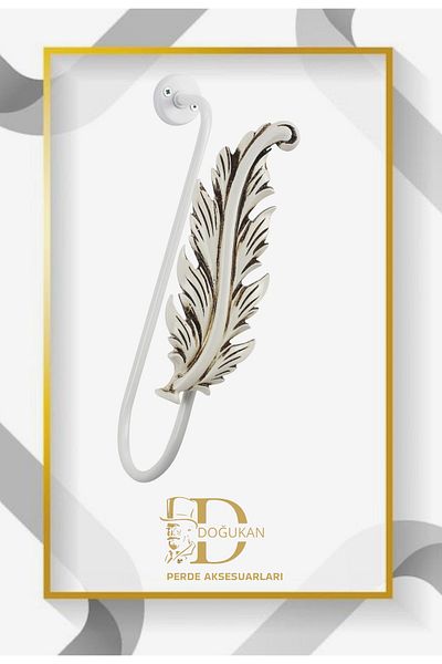 Doğukan perde aksesuarları Atlas White Antique Arm Sleeve Special Design (1 PC)