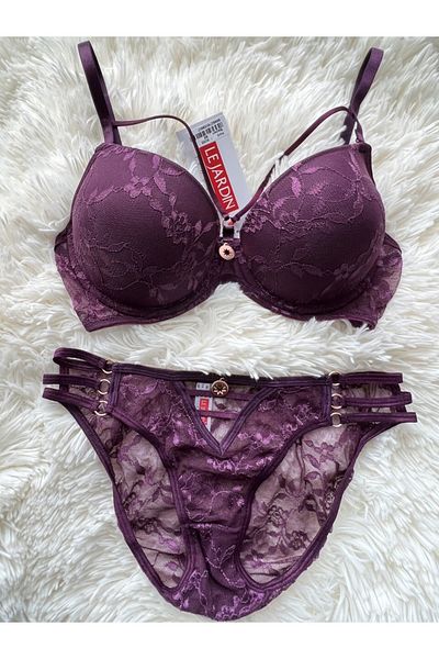 Le Jardin 5055 Alba Flat Lez Dantela String Plum Set