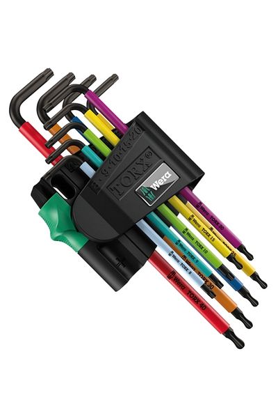 wera 967/9 Bo Sb Torx مجموعة مفاتيح ألين توبباك الملونة (05073599001)