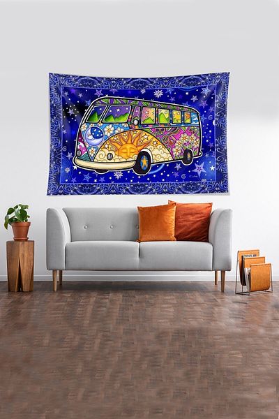 on the clouds Woswos Caravan Bohemian Anti-Pete Velvet Texturat Pânză Tapiserie Tapiserie Tapiserie