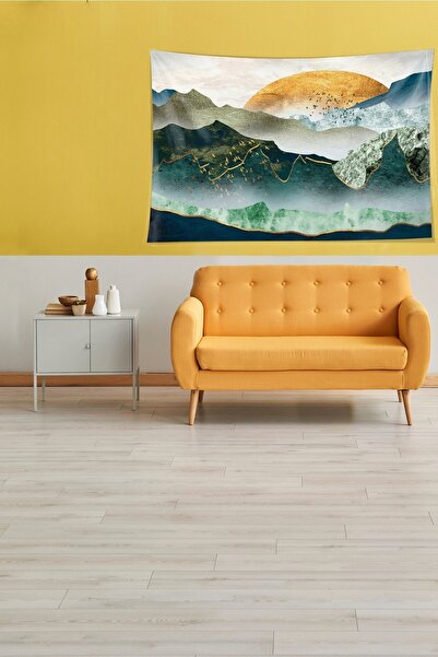 Fortuna Mountain Peak Landscape Pattern Stain Resistant Velvet Textured Fabric Wall Cover