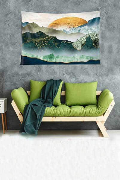 Fortuna Mountain Peak Landscape Pattern Stain Resistant Velvet Textured Fabric Wall Cover