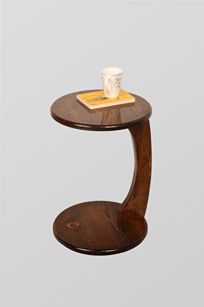 Ergün Avcı Avcı Ahşap Çam Ağacından Ceviz Renkli Parlak Cilalı C Sehpa Koltuk...