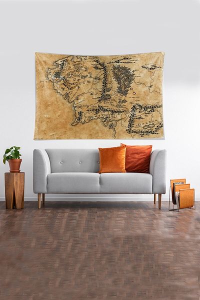 on the clouds Iron Hills Map Map Stain Resistant Velvet Fabric Wall Cover Wall Carpet