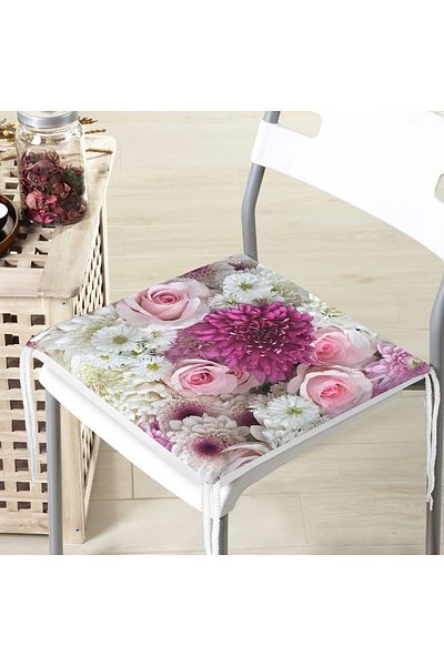 Realhomes Flower Bunch Digital Printed Zippered Chair Cushion