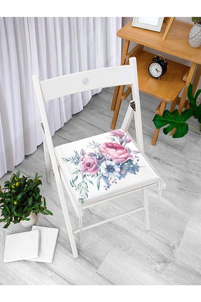 Realhomes Special Design Flower Patterned Digital Printed Zippered Chair Cushion