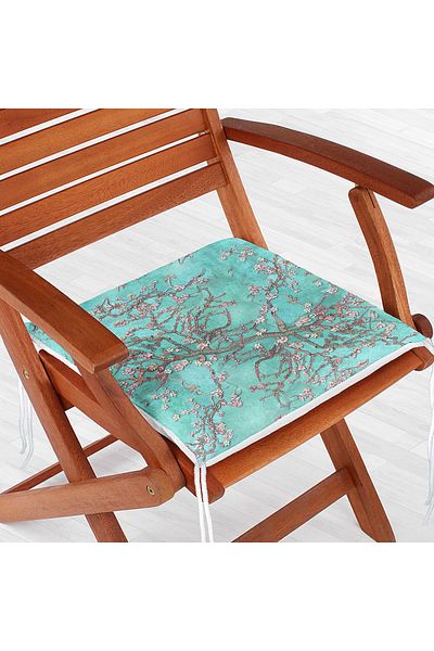 Realhomes Oil Paint Green Tree Motifs Digital Printed Zippered Chair Cushion