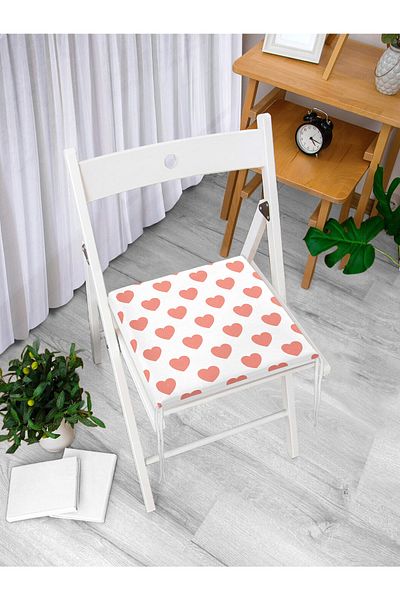 Realhomes Heart Pattern Digital Printed Zippered Chair Cushion