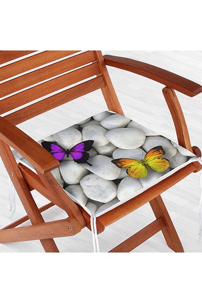 Realhomes Butterfly Patterned Digital Printed Zippered Chair Cushion