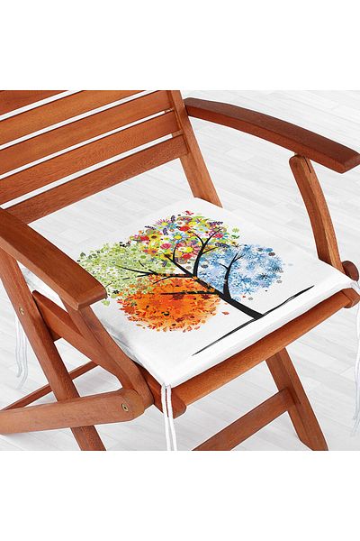 Realhomes 4 Seasons Tree Picture Zippered Chair Cushion