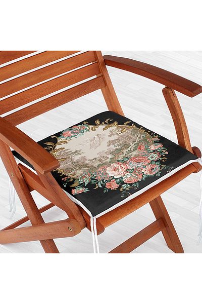 Realhomes Flower Garden on Black Floor Exclusive Modern Design Zippered Chair Cushion