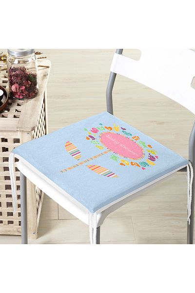 Realhomes Pernă de scaun modernă cu fermoar cu design pentru baby shower pe fundal albastru