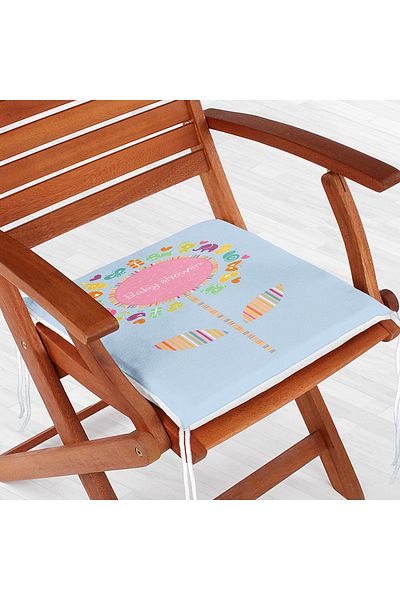 Realhomes Pernă de scaun modernă cu fermoar cu design pentru baby shower pe fundal albastru