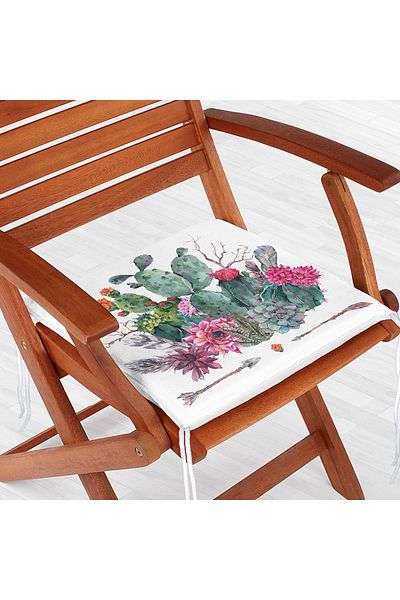 Realhomes Arrow Motif Desert Plant Patterned Zippered Chair Cushion