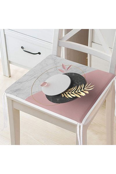 Realhomes Modern 3D Marble Patterned Digital Printed Zippered Chair Cushion