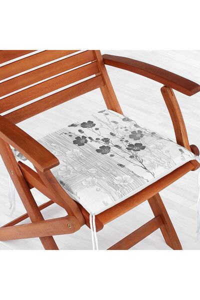Realhomes Karakalem Çizimli Çiçek Tasarım Baskılı Modern Fermuarlı Sandalye M...