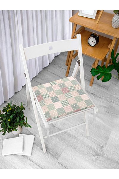 Realhomes Patchwork Patterned Special Design Digital Printed Modern Zippered Chair Cushion