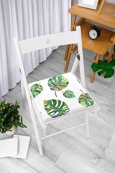 Realhomes Watercolor Palm Leaves Patterned Special Design Zippered Chair Cushion