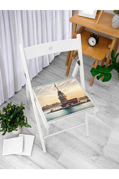 Realhomes Maiden's Tower Digital Printed Zippered Chair Cushion