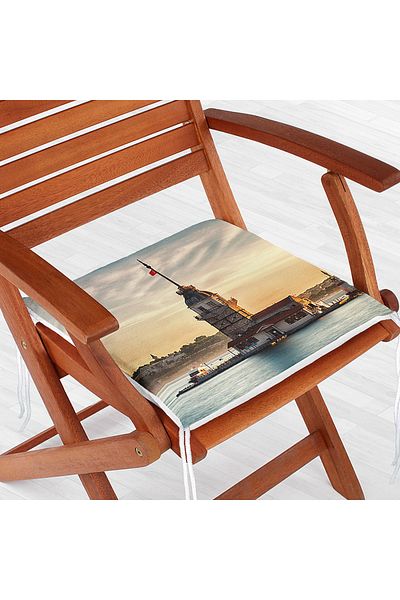 Realhomes Maiden's Tower Digital Printed Zippered Chair Cushion