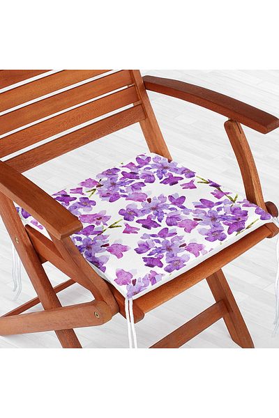 Realhomes Watercolor Purple Flower Figured Digital Printed Modern Zippered Chair Cushion
