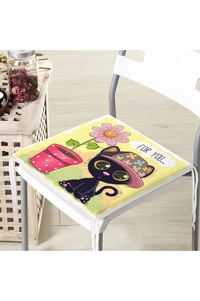 Realhomes Cute Cats Digital Printed Zippered Chair Cushion