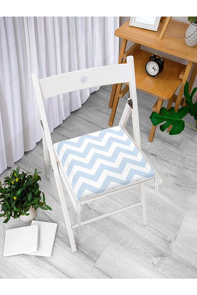 Realhomes Modern Zigzag Patterned Digital Printed Zippered Chair Cushion