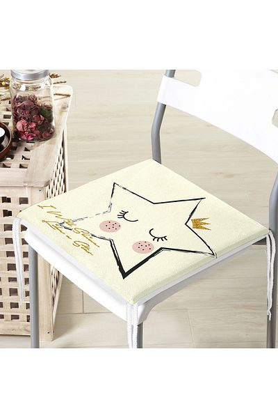 Realhomes Star Patterned Digital Printed Zippered Chair Cushion