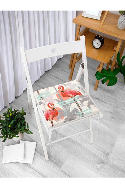 Realhomes Flamingo Patterned Digital Printed Zippered Chair Cushion