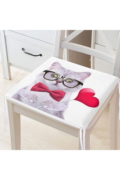 Realhomes Digital Printed Zippered Chair Cushion with Cat