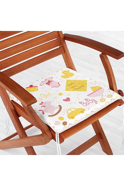 Realhomes Toy Baby Stroller Motif Digital Printed Modern Zippered Chair Cushion