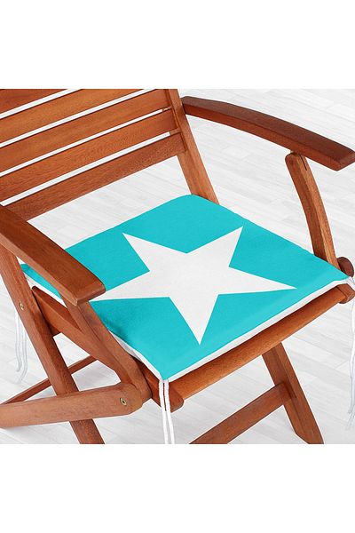 Realhomes White Star Patterned Digital Printed Zippered Chair Cushion