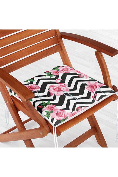 Realhomes Flamingo Patterned Digital Printed Zippered Chair Cushion