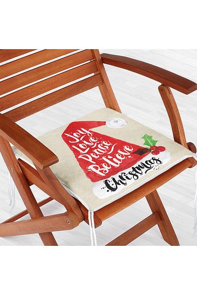 Realhomes New Year's Themed Digital Printed Zippered Chair Cushion with Cowl Figure