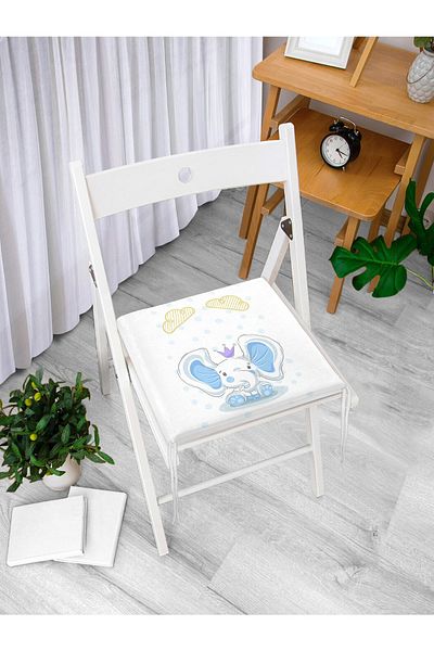 Realhomes Pernă de scaun modernă cu fermoar, cu design de elefant drăguț albastru